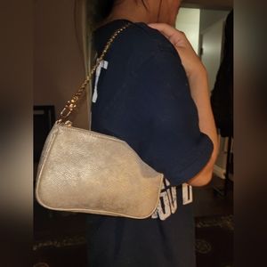 Pochette Golden Glittery Bag Faux Snake Skin